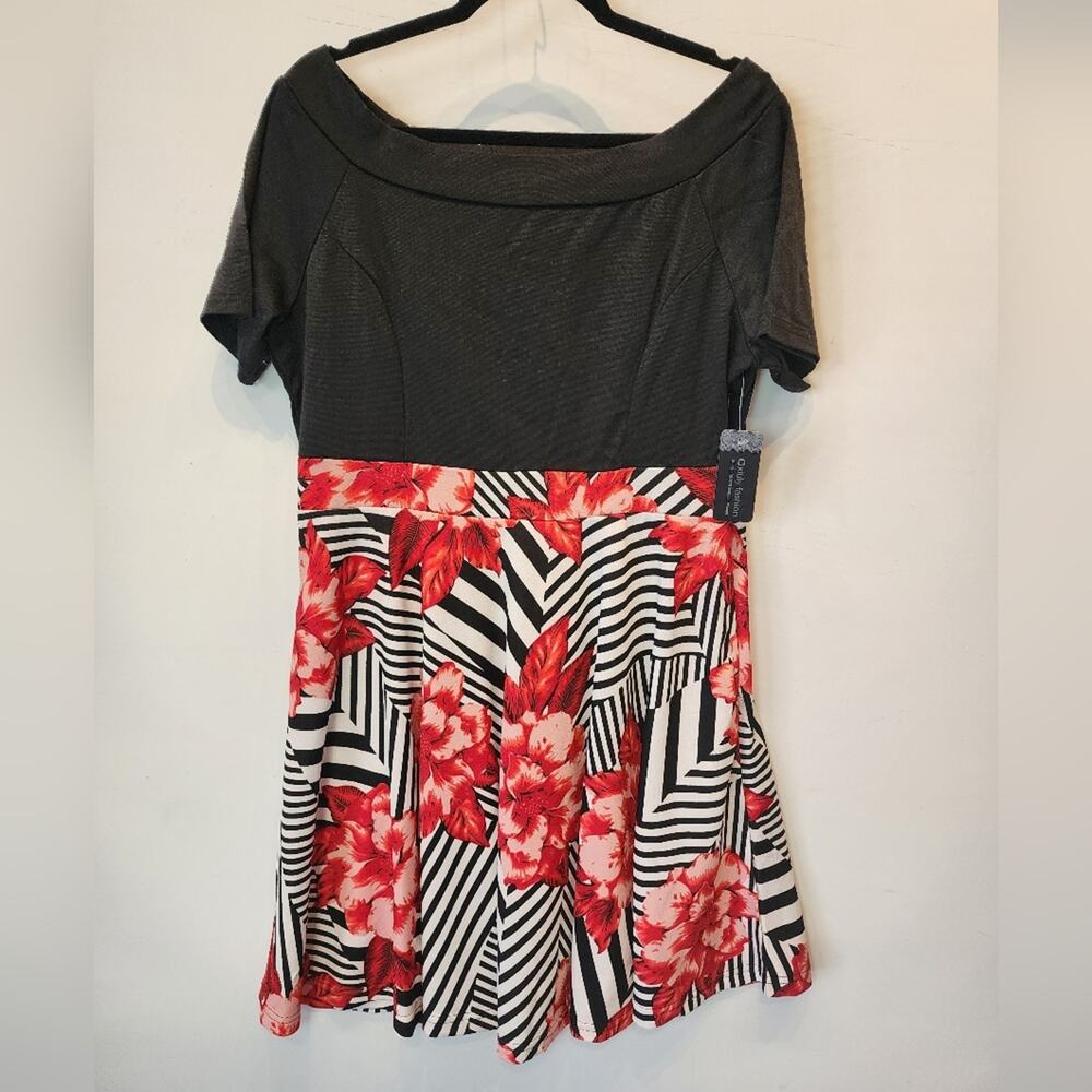 New‎ Plus Size Floral Dress Stretch Fit & Flare Vintage Style Hawaiian Dress 2X - Picture 7 of 9